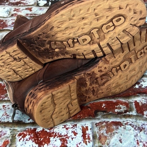 Socofy Brand Brown Leather Ankle Boots Zip Heel Motoboho Fairy Grunge Aesthetic - Picture 11 of 13